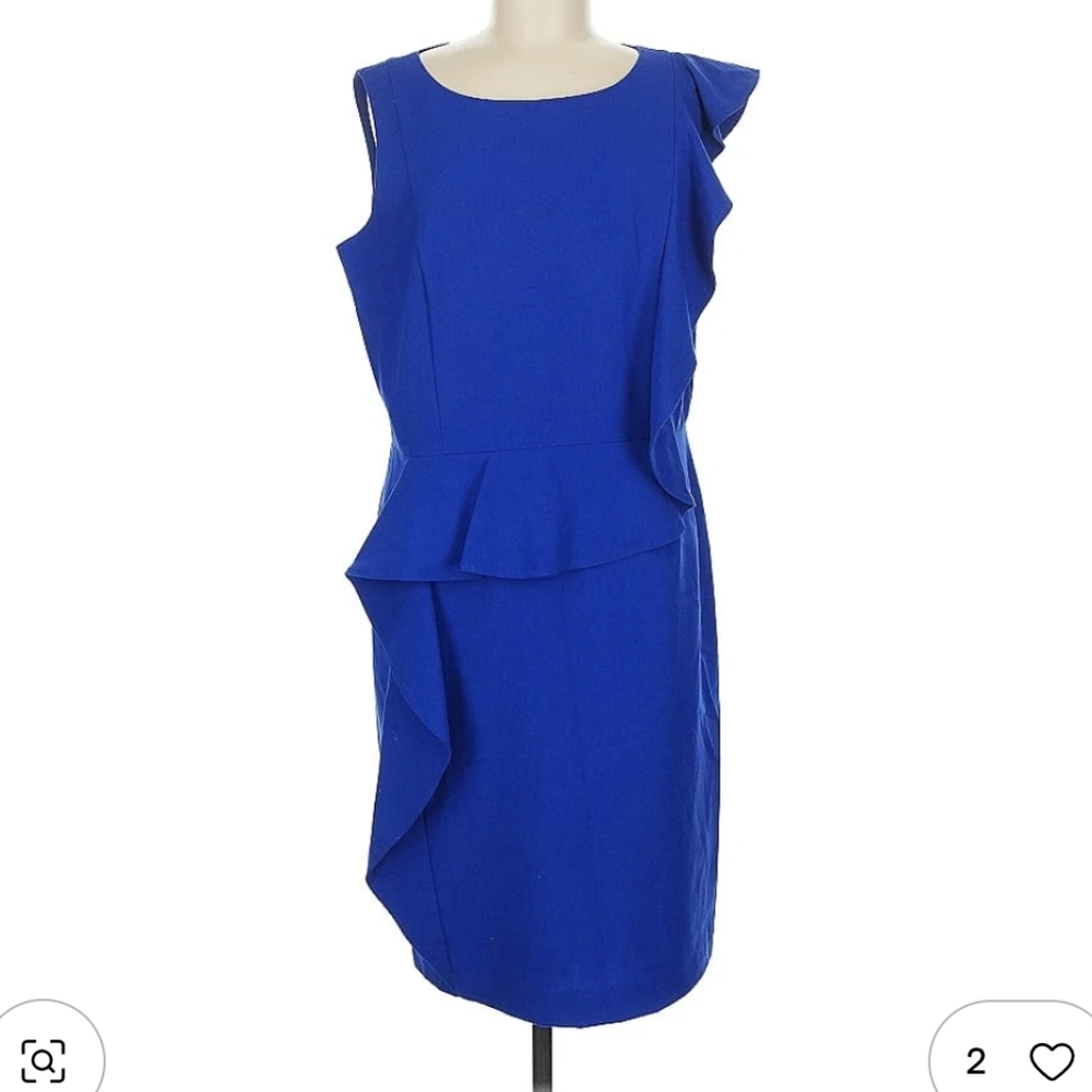 Calvin Klein Royal Blue Ruffle Cocktail Dress